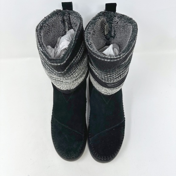TOMS Nepal Suede & Woven Fleece Moccasin Boot Black Size 8 - Picture 3 of 8